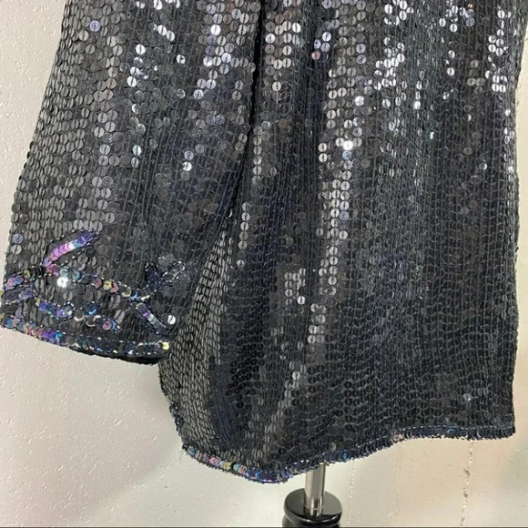 Vintage Style Design M Elegant black/multi full sequin silk jacket - Picture 11 of 11